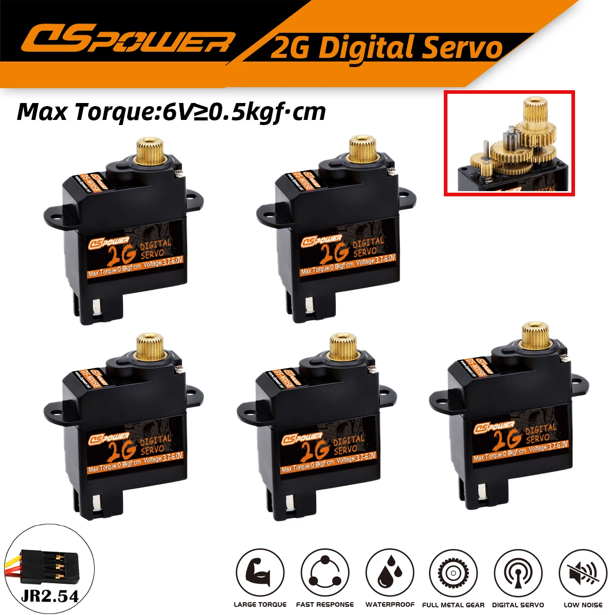

DSpower 2g Motor Servo Metal Gear Mini Micro Servos JR2.54 for RC Airplane Fixed-wing Helicopter RC Car Boat Duct Plane Robot