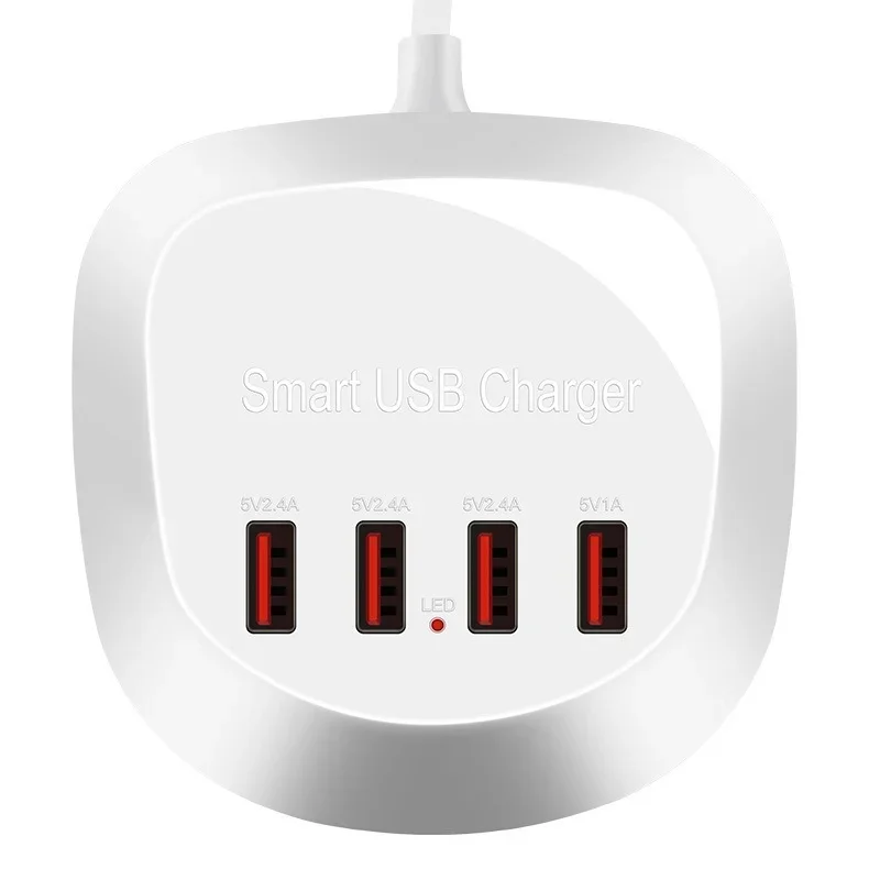 휴대폰용 멀티탭 다중 소켓, 휴대용 USB 포트 4 개, 스마트폰 태블릿 충전기, 데스크탑 소켓