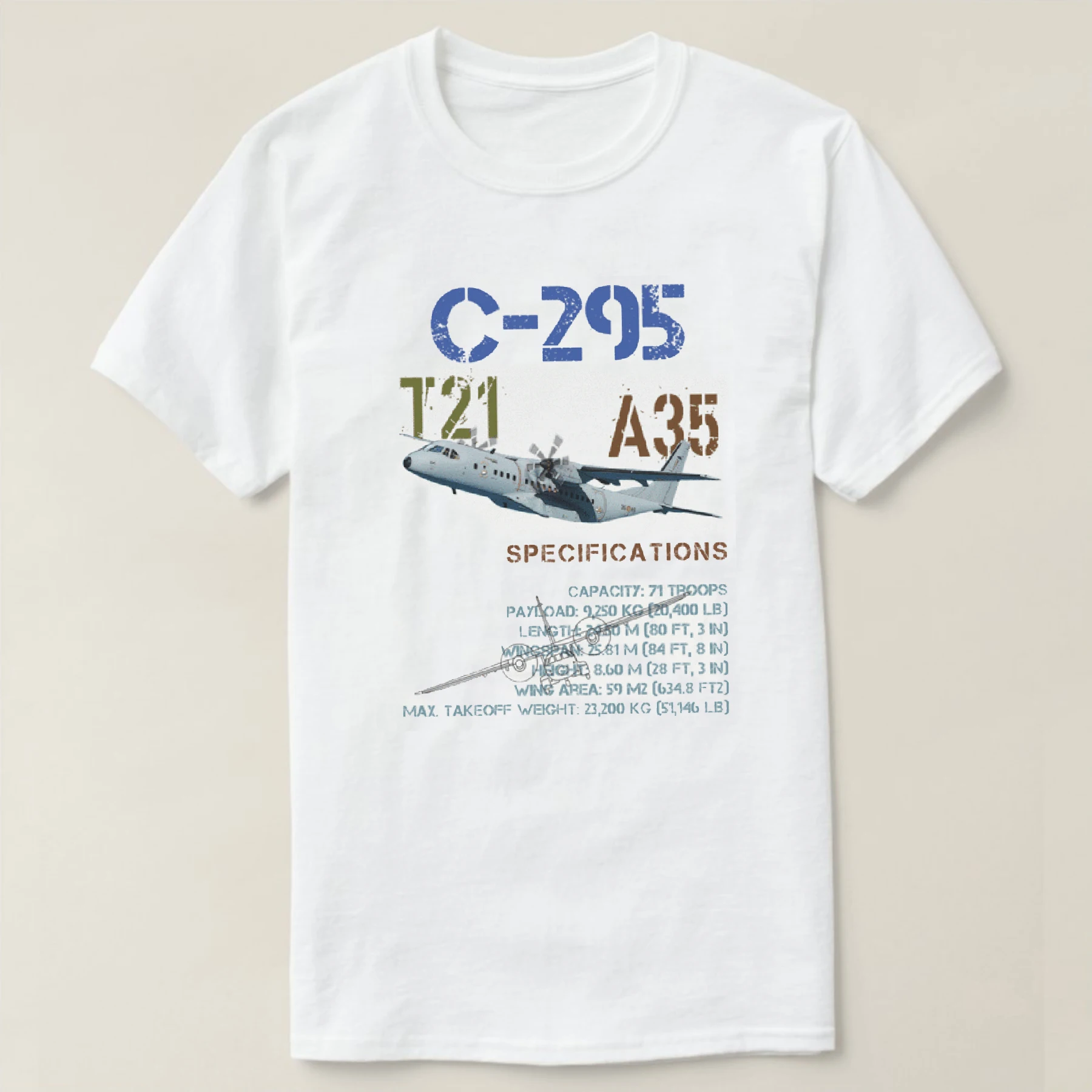 

Spain ALA 35 Ordnance C-295 Tactical Military Transport Aircraft T Shirt New 100% Cotton Short Sleeve O-Neck Casual Mens T-shirt