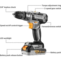 DEKO – perceuse sans fil 20V, outils électriques multifonctions ménagers, tournevis électrique Rechargeable à 2 vitesses, batterie au Lithium 2