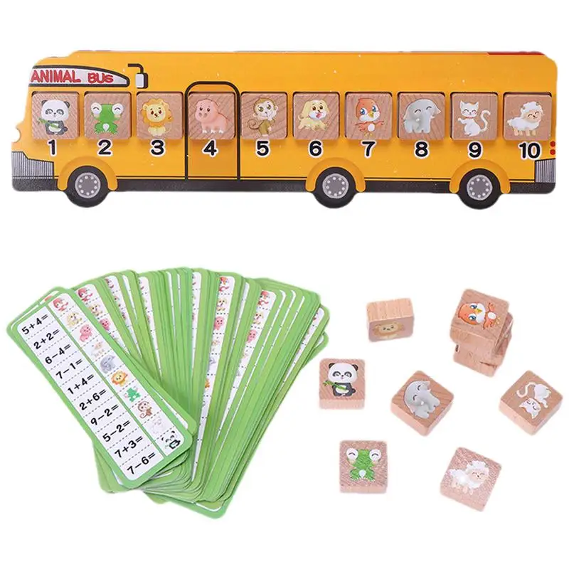 Math Toys Math Game Manipulatives Matching Games Wooden Number Animal Bus Logic Thinking Training Preschool Learning