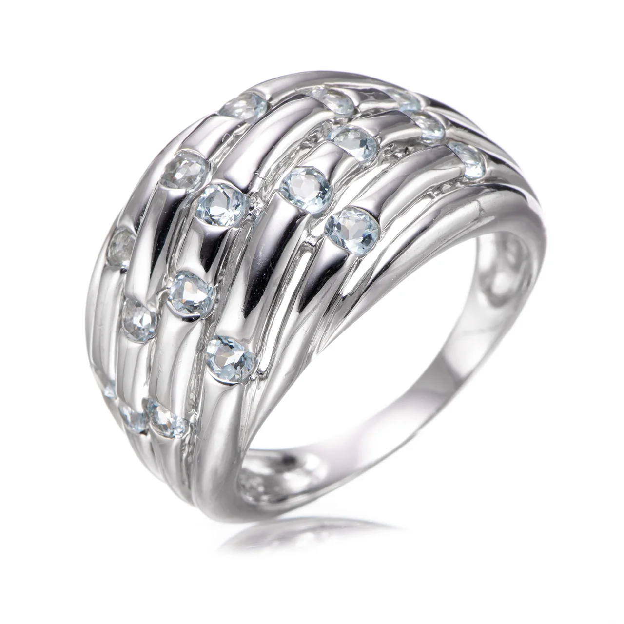 

Aquamarine Rhodium Over Sterling Silver Ring