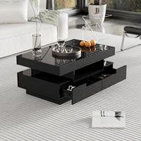 Table basse Table de salon Table basse rectangulaire moderne haute brillance Table basse rectangulaire Table à thé rangement salon 4