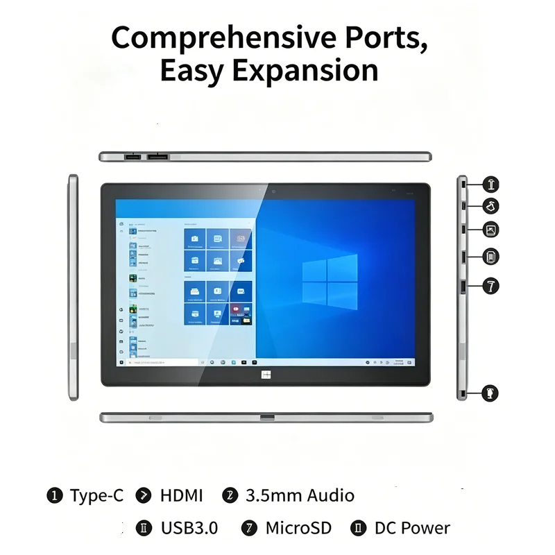 11.6 INCH Intel Atom E3950 X7 Windows 10 Tablet PC 6GB DDR3L RAM 128GB ROM 64 Bit 1920×1080 IPS WIFI Dual-band (2.4 GHz + 5 GHz)