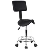 KKTONER Saddle Stool with Foot Rest PU Leather Swivel Adjustable Rolling Stools with Back Support Facial Salon Kitchen Chair 1