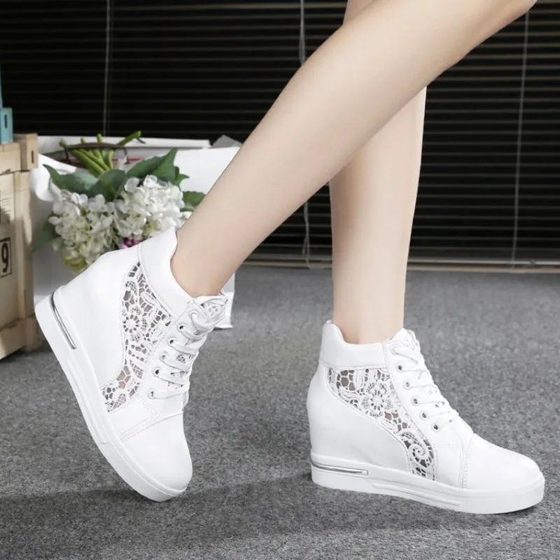 Sneaker casual da donna in pelle da 10 cm autunno scarpe stringate con plateau alto suola spessa scarpe sportive da papà sneakers da donna Chaussure Femme  322