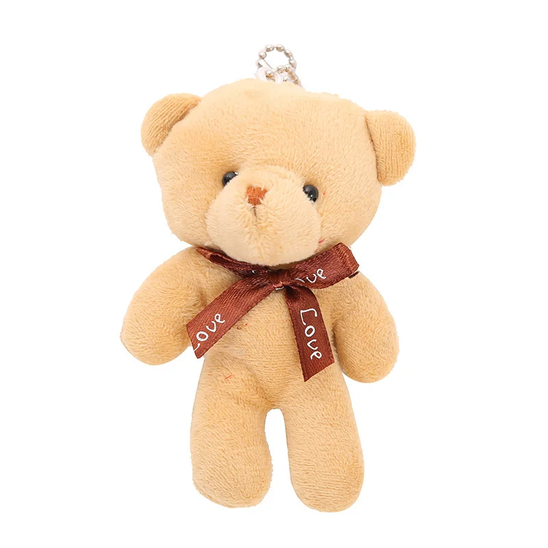 10 teile/paket 12cm Mini Fliege Teddybär Anhänger Plüsch tier bunte Teddy Plüsch Schlüssel bund – Detail 5