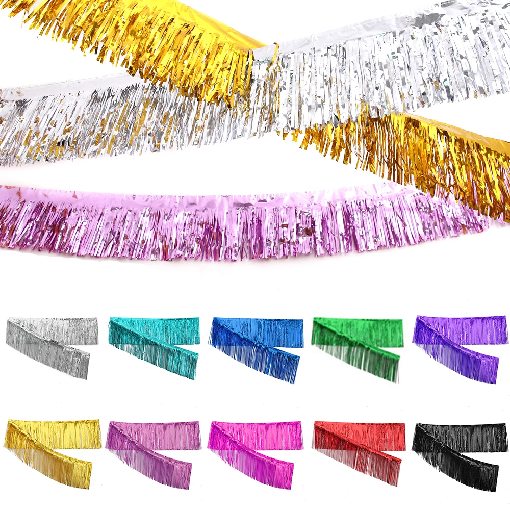 3mTasselsBannerGlitterFringeFoilTinselBannersPartyWallBackdropDecorationsRoseGold