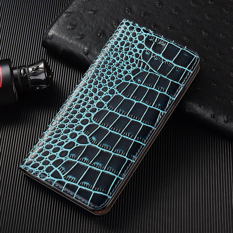 

Crocodile Genuine Leather Case For Huawei Y6S Y5P Y6P Y7P Y8P Y9S 2020 Magnetic Flip Phone Wallet Cover