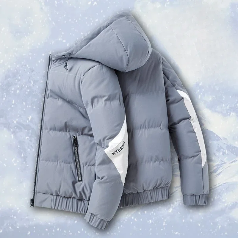 thumbnail image 1 of Abrigos acolchados con cremallera y capucha para hombre, parkas acolchadas con empalme, chaqueta de plumón para hombre, ropa exterior de invierno para jóvenes, reseñas coreanas, muchas 2024, 1 of 4