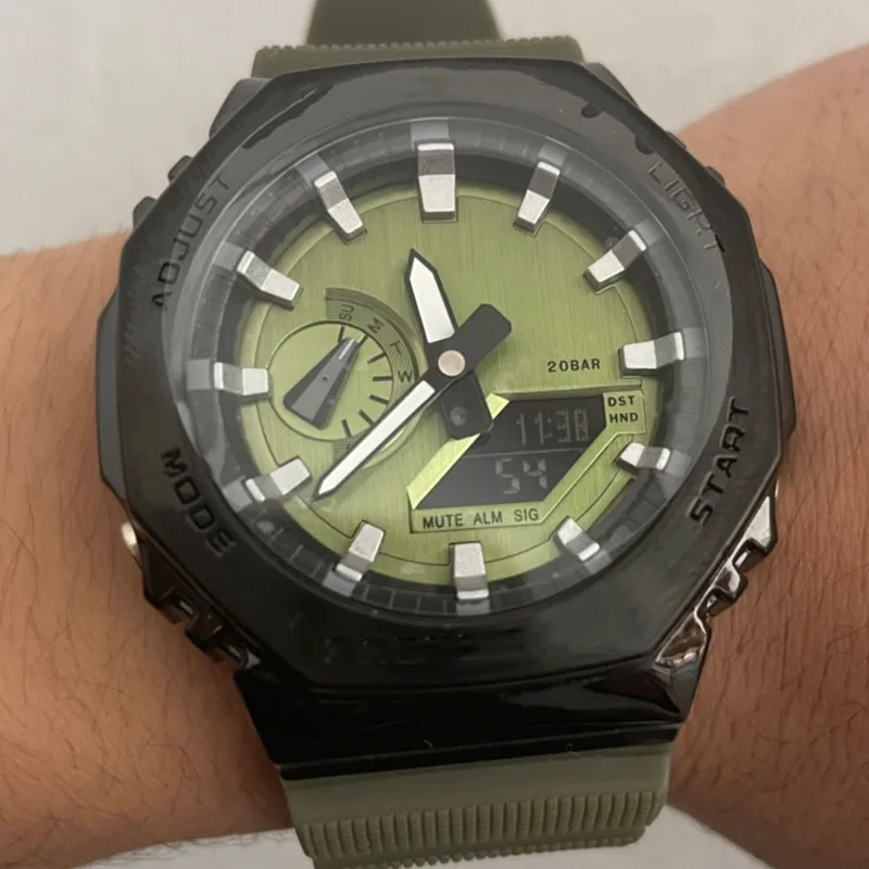 Luxury Men LED Digital Quartz Wristwatch Stainless Steel Dual Display Multifunction Sports Watch High Quality Relógio masculino