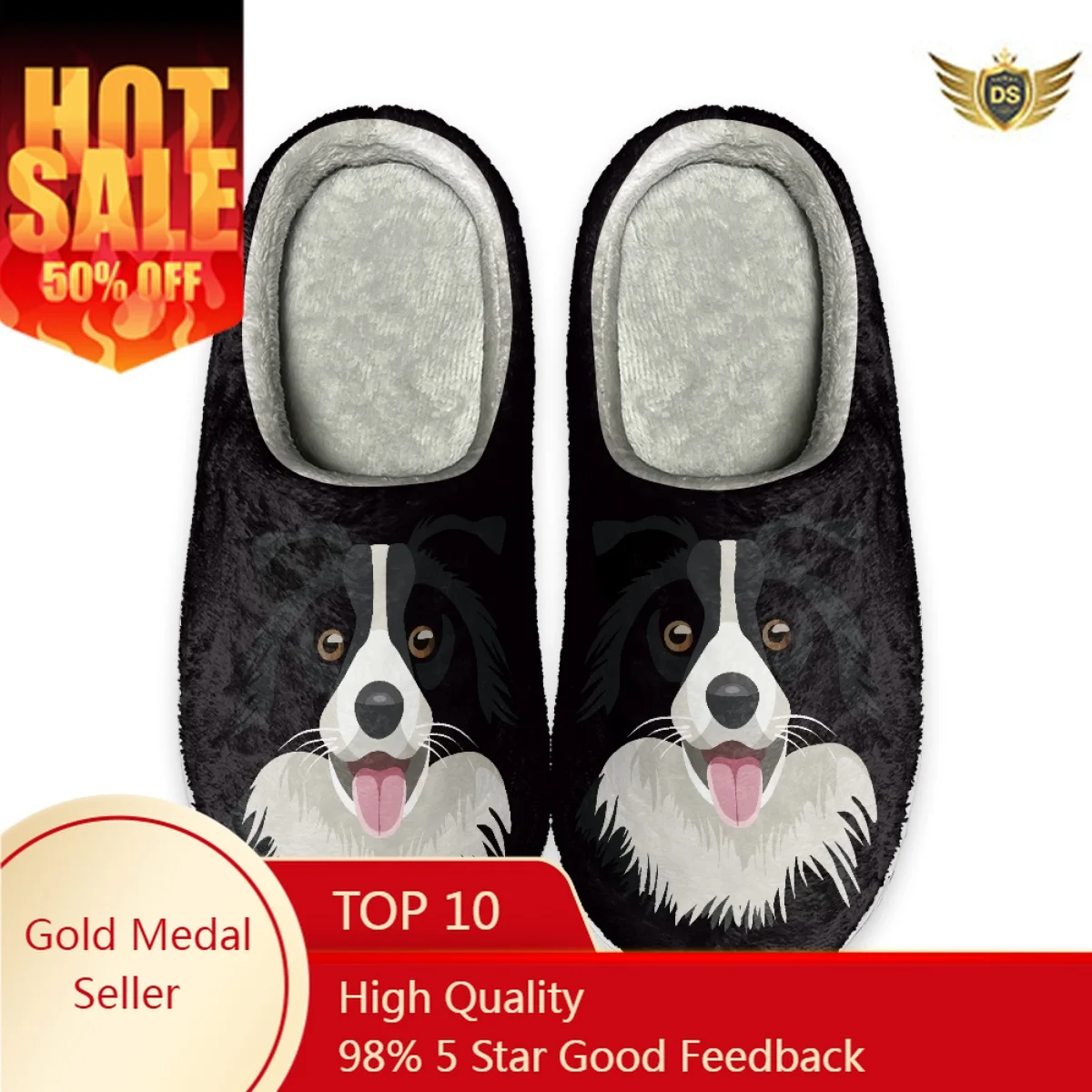 

Indoor Casual Women Slides Fashion Dog Design Autumu Winter Warm Home Footwear Dropshipping Comfortable Couples Cotton Slippers