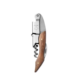 Sturdy Wood Handle Corkscrew Wine Key with Enhanced Grip (Brown)