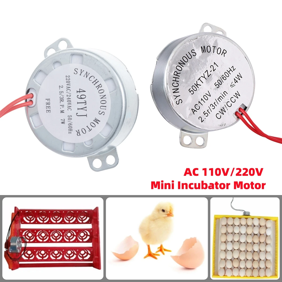 AC 110V/220V Automatic Mini Egg Incubator Motor CW/CCW Dual Mode Low Speed Farm Chicken Goose Egg Turner Motor Components 1Pc egg incubator