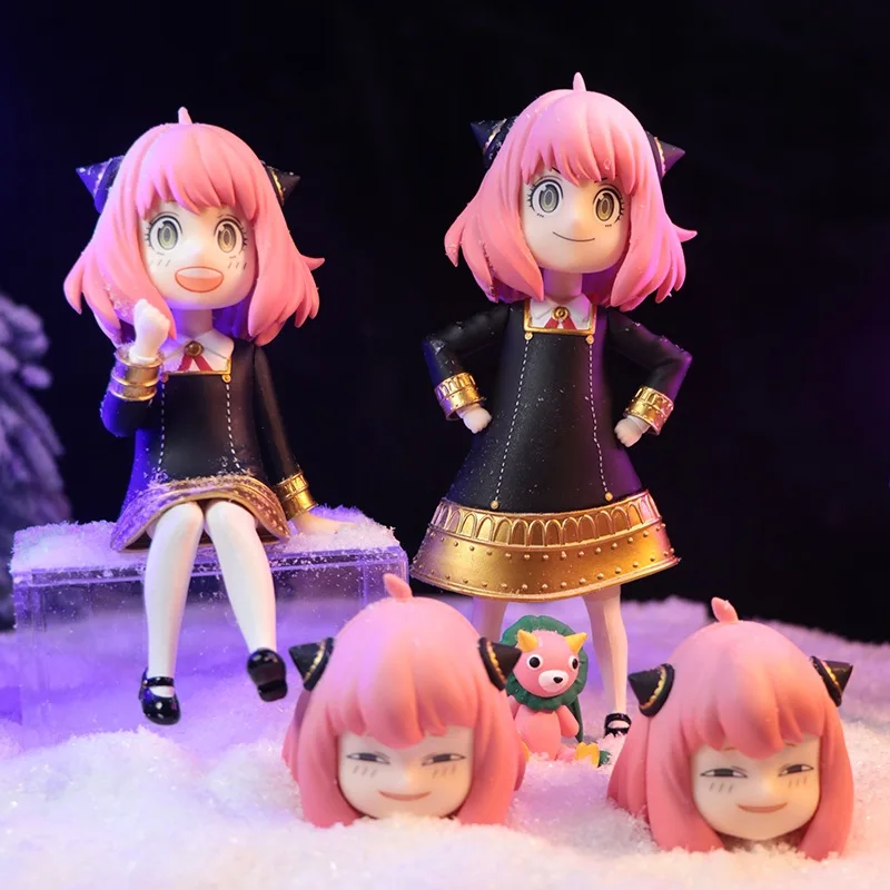

The New SPY×FAMILY Animation Peripheral Anya Forger Toys Two-Dimensional Exchangeable Head PVC Hand-made Ornaments