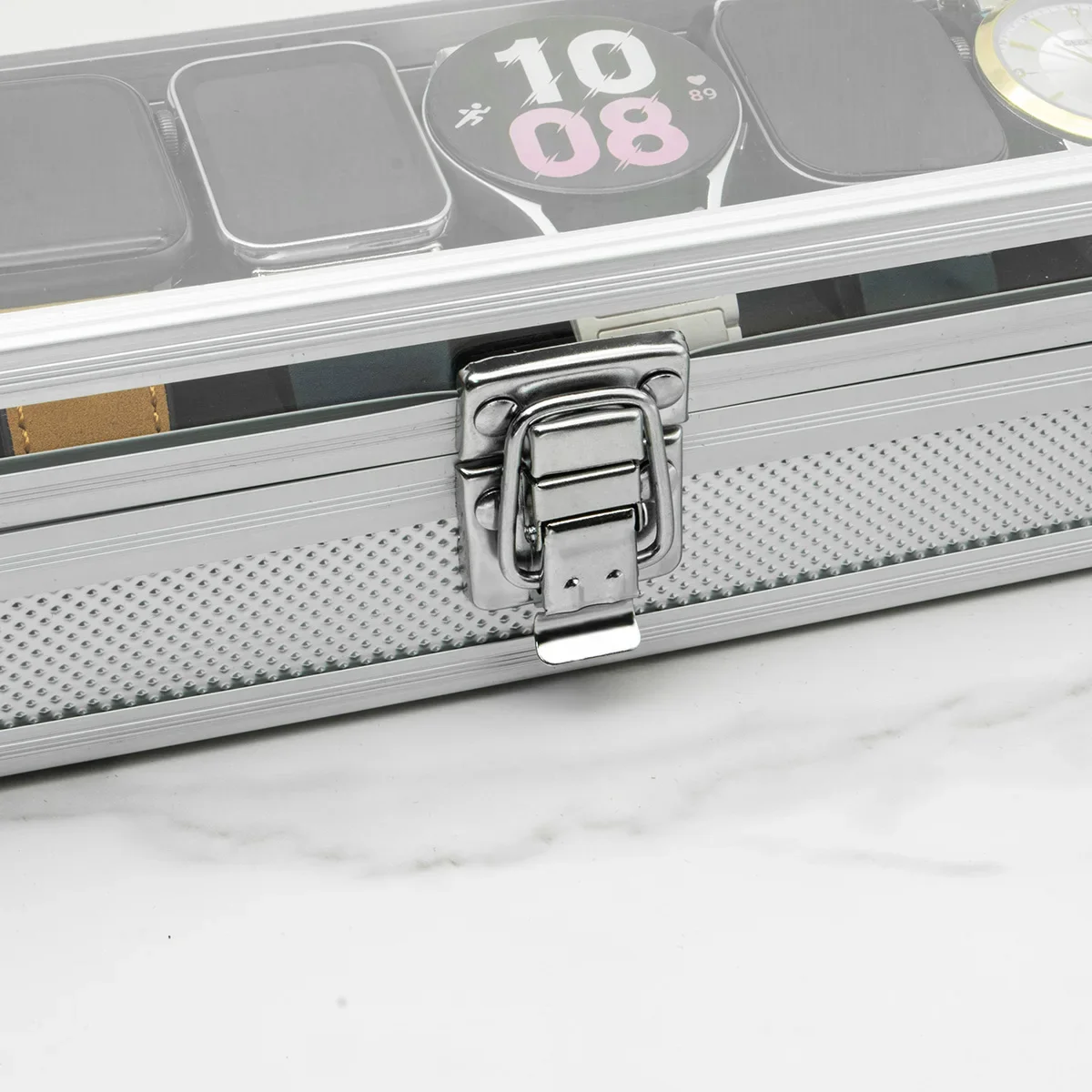 Watch Storage Box Useful Aluminium Watches Box 12 Grid Slots Jewelry Watches Display Storage Square Case Suede Inside Rectangle Holder