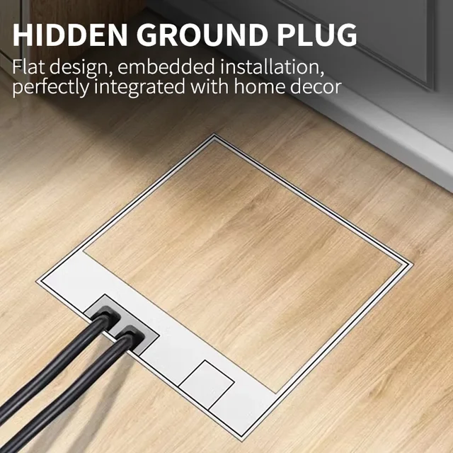 Floor Box Outlet, Hidden, UK US EU BR FR Standard Power USB HDMI RJ45 Socket, Embedded, Build-in, 130mm x 130mm 1