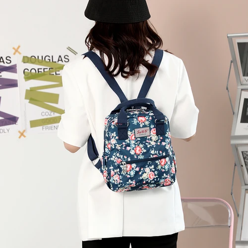 패션 꽃 패턴 여성 작은 배낭, 고품질 방수 패브릭 쇼핑 배낭, 예쁜 스타일 소녀 데이팩, SAC 6