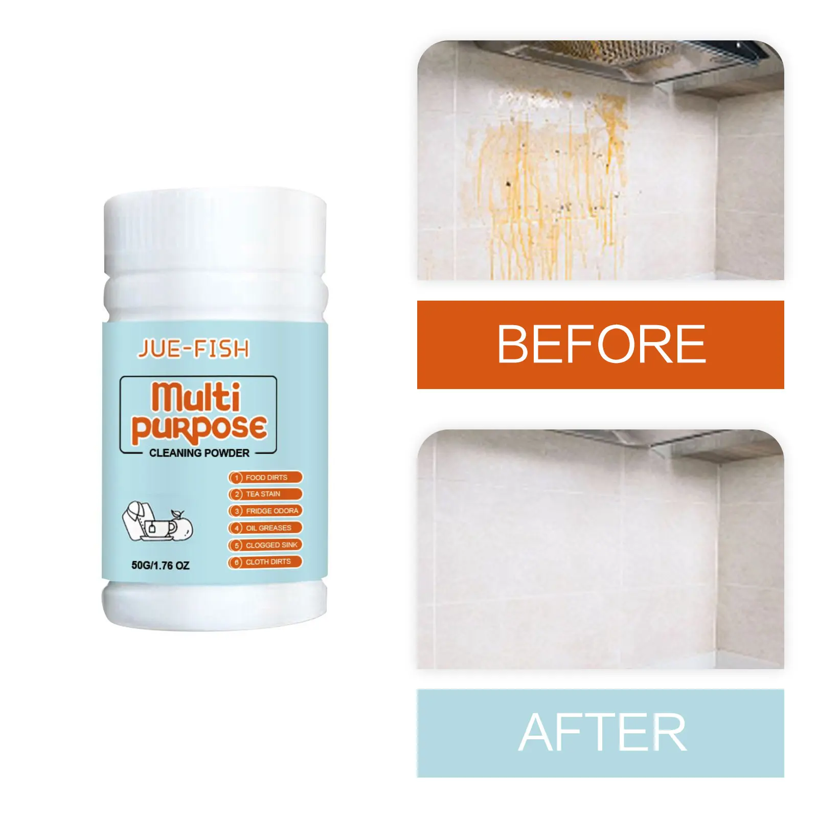 All Purpose Powder Stove Oven Grease Cleaning Range Hood Oil Remover Multifunctional Kitchen Degreaser Heavy Dirt Cleaning Agent