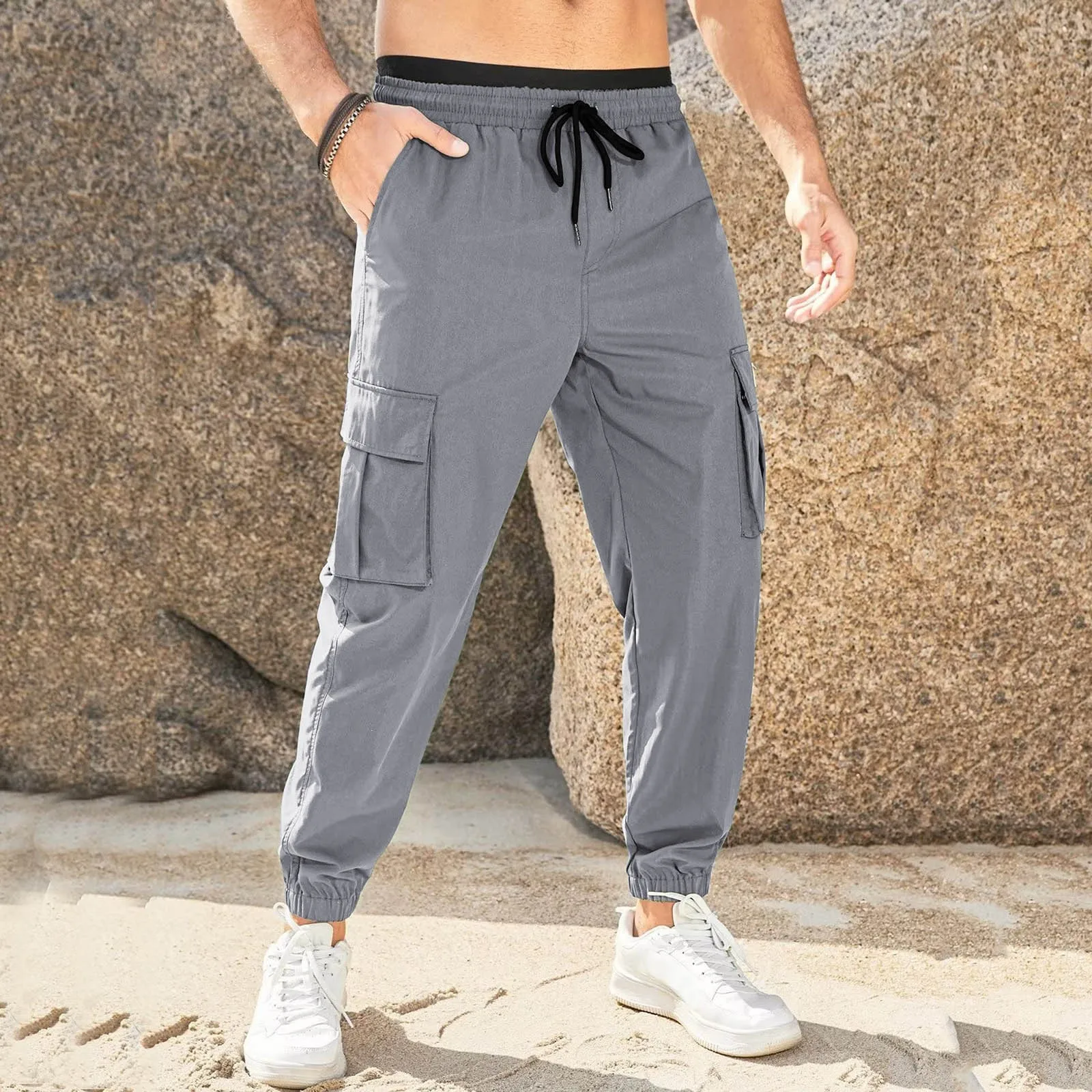 

Classic Streetwear Cargo Pant Casual Men Harem Jogging Pants Male Slim Fit Spring Cargo Pants Multi-Pockets Mens Trousers