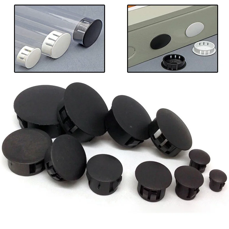 10-100pcPlastic-Hole-Plug-Snap-On-Cover-Hole-Nylon-Plugs-Dust-Caps-Flat ...