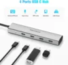 RSHTECH USB C Hub USB 3.1/3.2 Gen2 Hub 10Gbps 4-Port USB C Splitter Portable Aluminum USB Type C to USB C Adapter for MacBook 3
