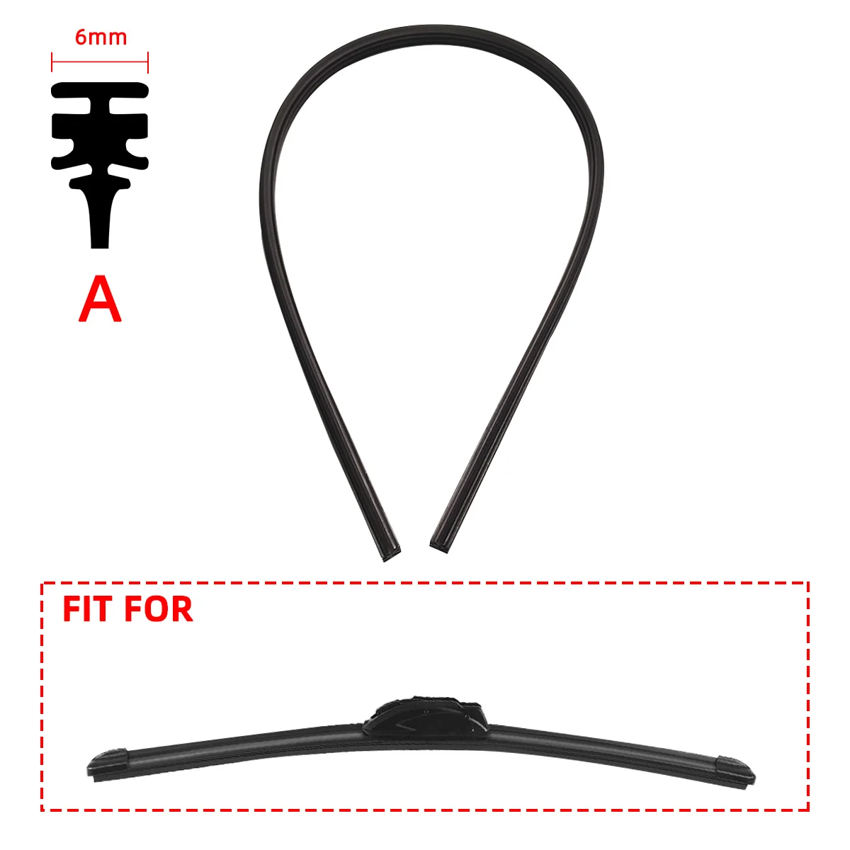 Car Wiper Blades Refills Natural Rubber Strips Wiper Blade Replacement Parts All Types for Auto Windshield All Seasons 32" 26"