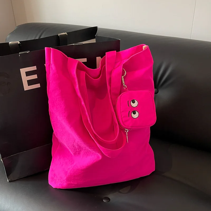 High Color Value Fshion Trend Embroidery Color Cloth Bag Cute Foldable Storage Bag Daily Casual  All-Match Shoulder Bag