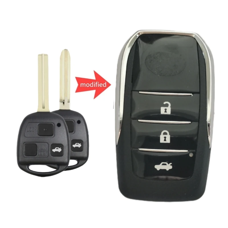 

Modified Flip Car Key Shell Case For TOYOTA CAMRY RAV4 Corolla PRADO YARIS Replacement 2/3 Buttons Uncut TOY43 Blade