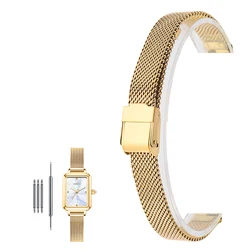 Elegant Gold Milanese Stainless Steel Watch Band - Universal Fit Bracelet - 12mm (A - Gold)