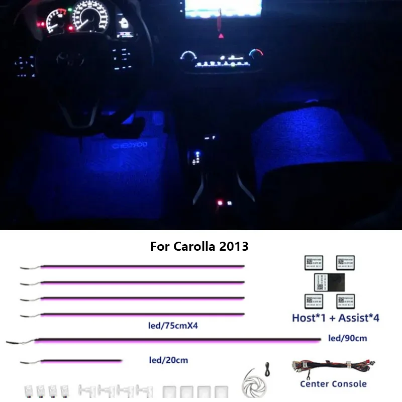 

For2010-2024 Toyota Corolla 68 Color Light Car Accessories Decorative Atmosphere Light Interior Led Ambient Lamp Neon Lighting