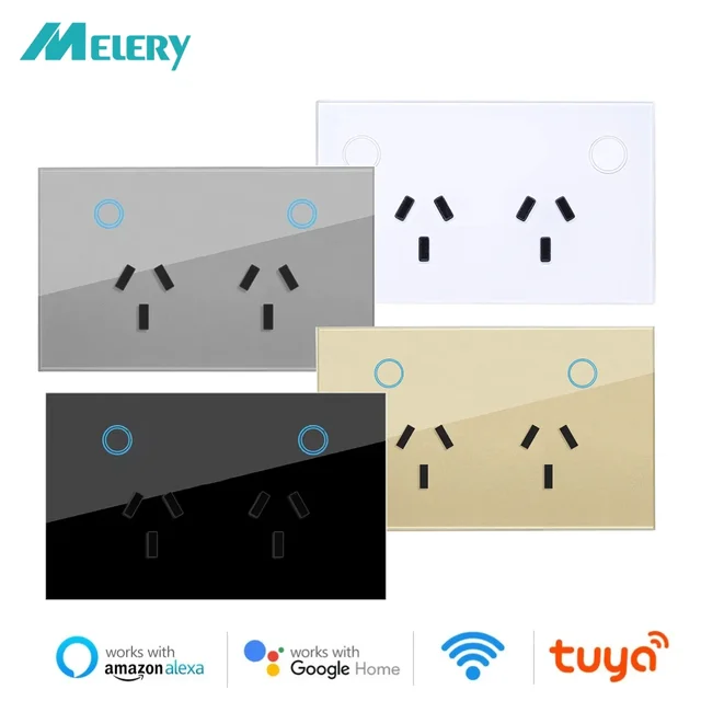 ปลั๊กไฟอัจฉริยะ Melery Wifi Smart Tuya พร้อมจอแสดงผล ควบคุมผ่านระบบสัมผัส ไร้สาย รองรับการควบคุมด้วยเสียงผ่าน Alexa และ Google Home 1