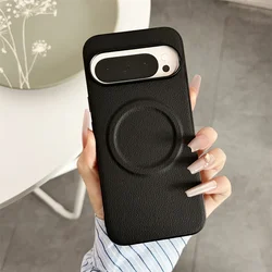Luxury Magsafe Leather Case with Magnetic Wireless Charging and Shockproof Soft PU Cover - Google 11ProXL (Black)