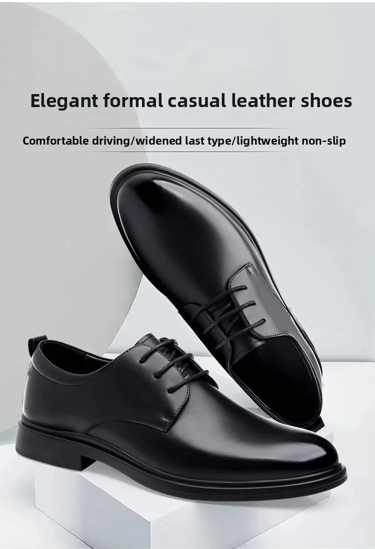 أحذية زفاف غير رسمية من الجلد الناعم للرجال نمط جديد للأعمال الرسمية قابلة للتنفس للخريف النسخة الكورية البريطانية بمقدمة مدببة للعريس S