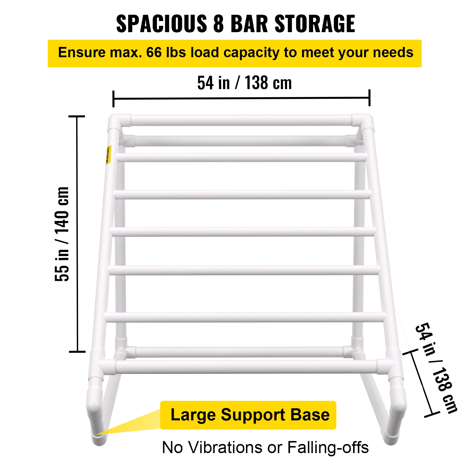 VEVOR Pool Towel Rack 8 Bar White Freestanding Outdoor PVC Triangular Poolside Storage Organizer Include 8 Towel Clips Mesh Bag