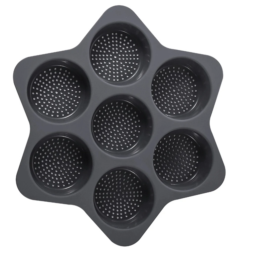 

1 PCS Silicone Hamburger Bun Mold 7 Cavity Non Stick Baking Pan Easy To Release Household New Food Baking Tool