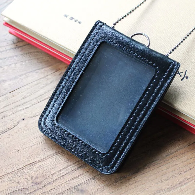 Neck Badge ID Credit Card Holder Leather Name tag Cases Pouch Hong Kong style Reporter Police Military