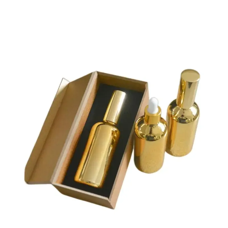 

4pcs 30ml High Temperature Gold Plated Atomiser Spray Bottle with Wooden Box,empty Refillable Glass Bottle, Perfume Subpackage