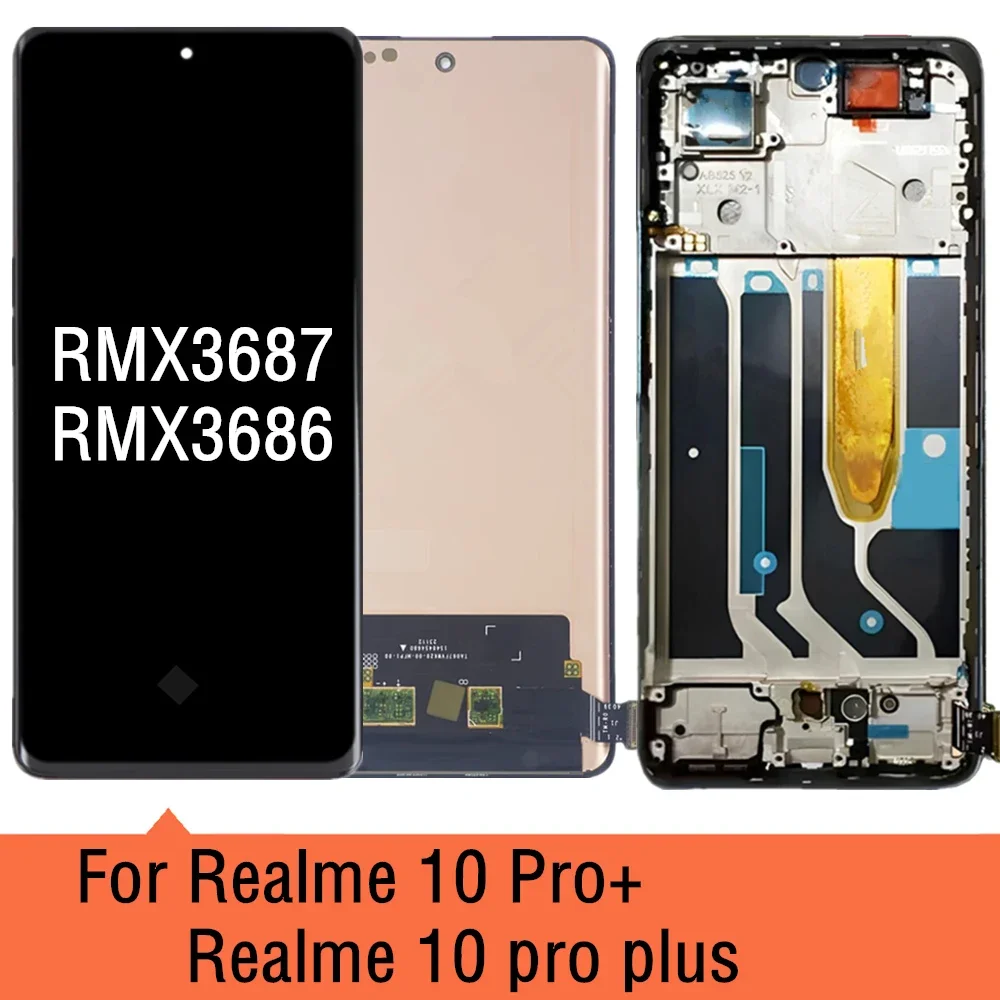 

ЖК-дисплей 6,7 дюймов Realme 10Pro + оригинальный для OPPO Realme 10 Pro Plus RMX3686 RMX3687, сенсорный экран с рамкой, Запасная часть