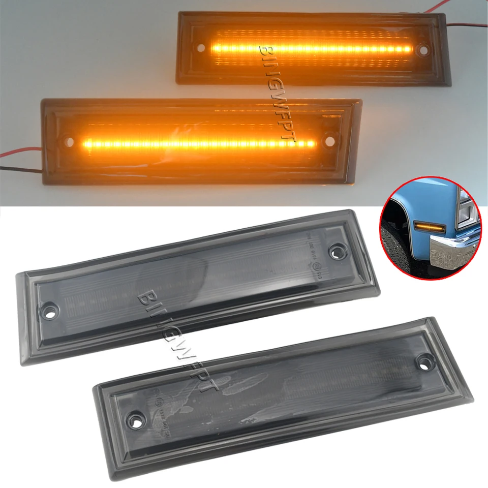 2PCS For Chevrolet C10 C20 C30 K10 K20 K30 K5 Blazer 1981-1986 LED Dynamic Side Marker Light Repeater Indicator Turn Signal Lamp