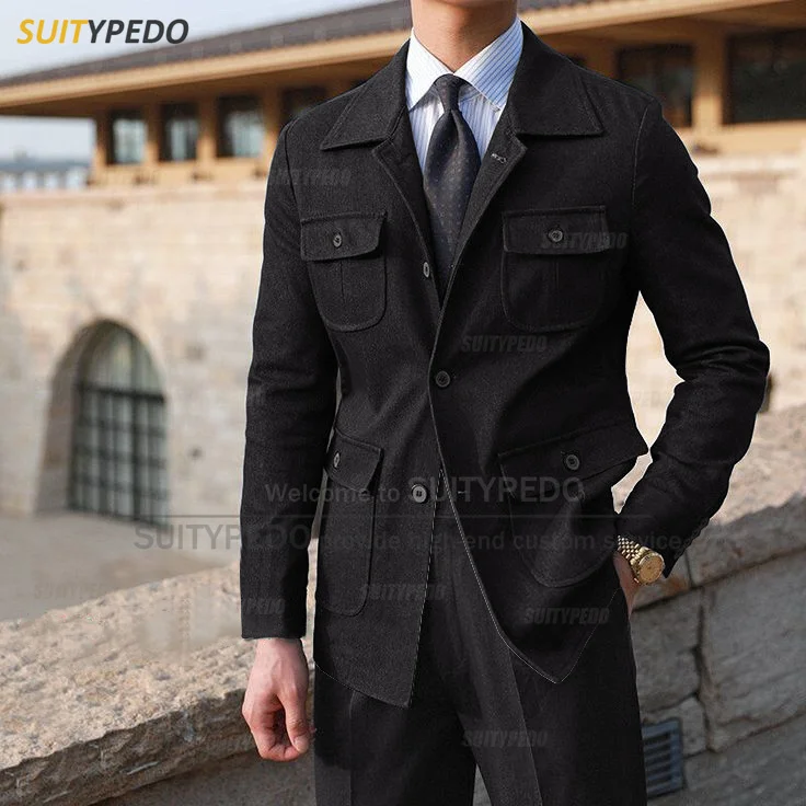 Men Denim Suit Jacket Denim Jacket Men Slim Fit