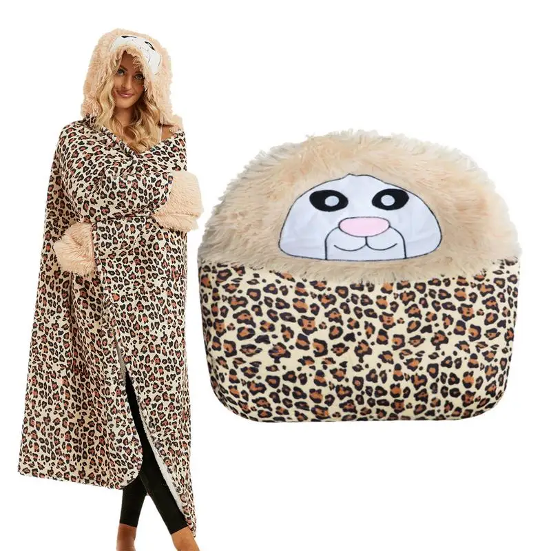 

Flannel Blanket Sweatshirt With Seal Design Funny Fuzzy Adult Wearable Blanket For Bed Christmas Gift Hoodie Blanket For Women