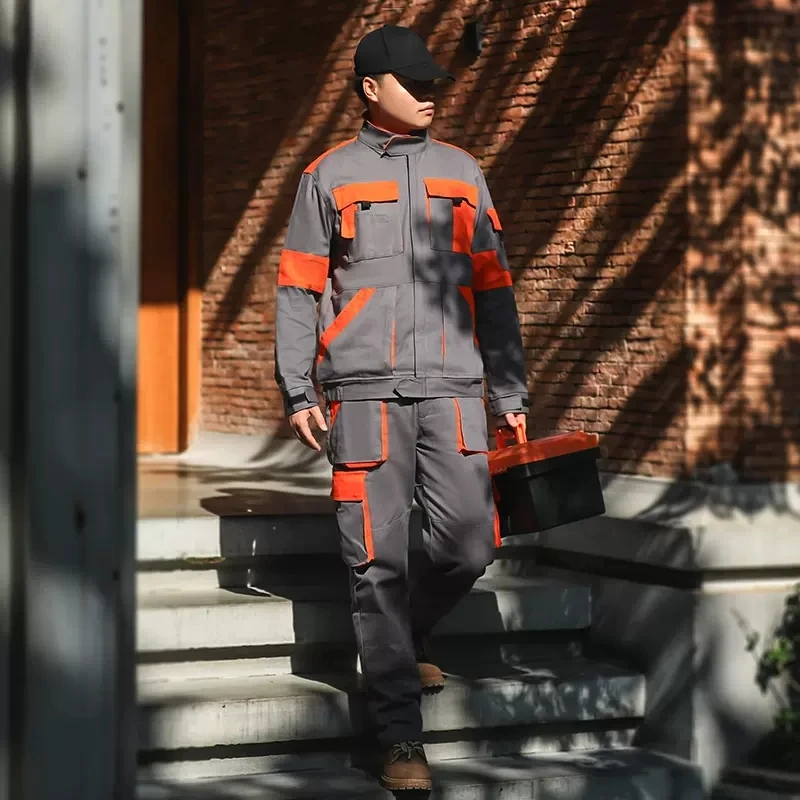Chaqueta y pantalones de trabajo para hombre, trajes de trabajo de dos  tonos, múltiples bolsillos, ropa de trabajo para hombre, uniforme mecánico
