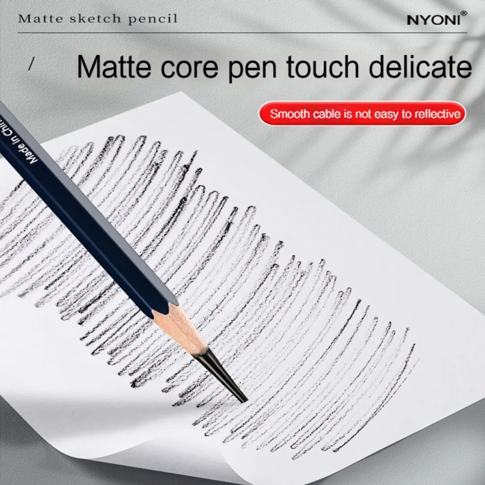 NYONI 6/8pcs Matte Sketch Pencil Painting Art Graphite Pencils Wooden Student Shading Writing Sketch Drawing Design Art Supplies