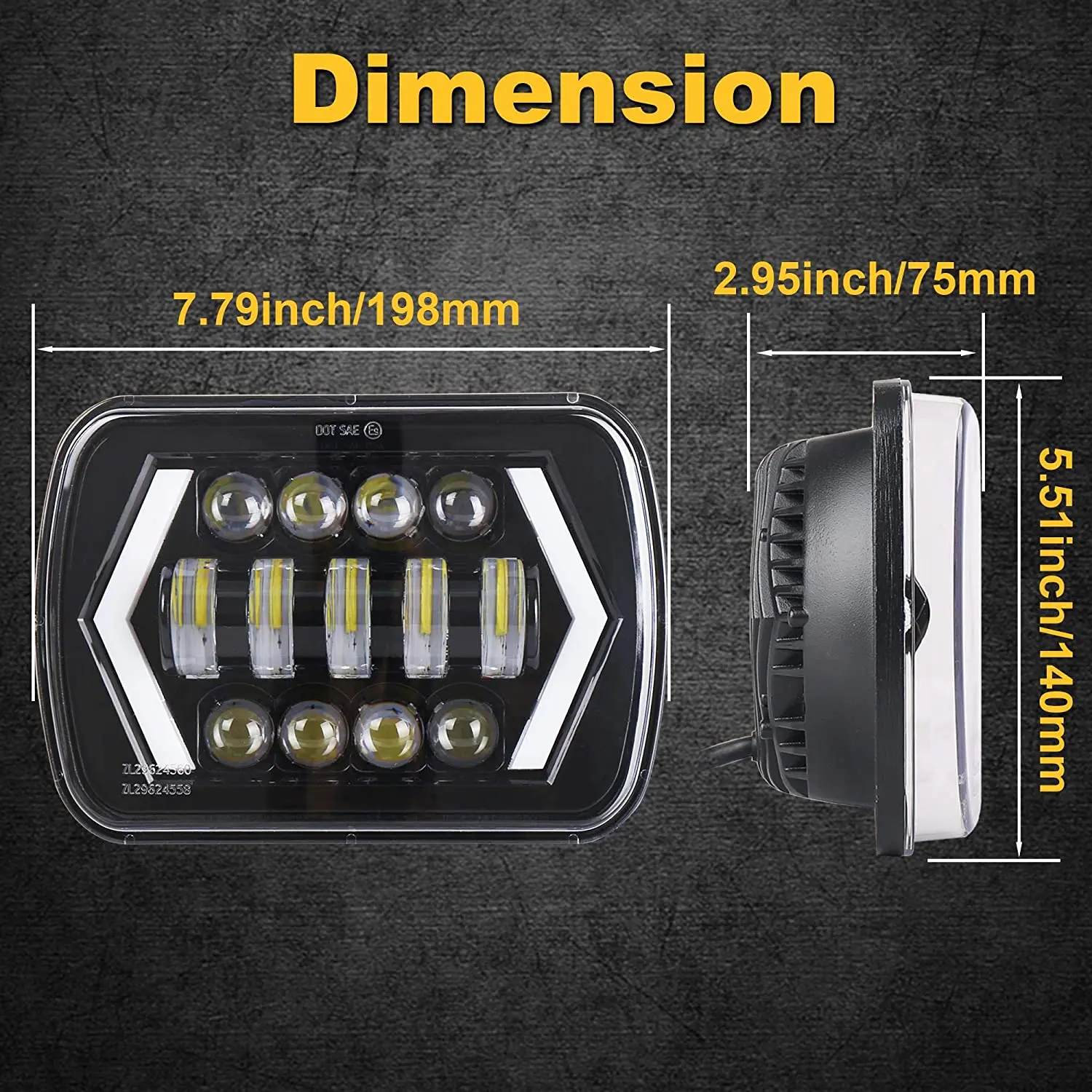 5x7 4x6 Square 7Inch LED Headlight 55W Led Headlamp Hi/Low Turn Signal for 4x4 Suzuki Samurai Jeep Wrangler Off Road