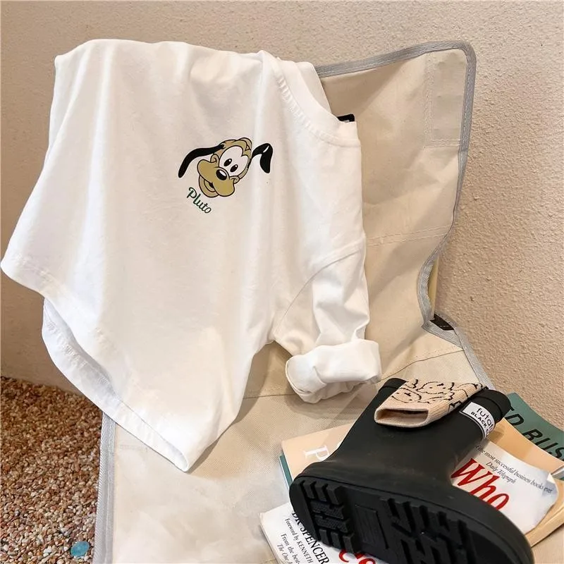 Kids T Shirt Cartoon Mickey Children's Long Sleeved T-shirt Spring Autumn Fashion Baby Base Shirt Tops Crewneck Loose Kids Blouse Clothes