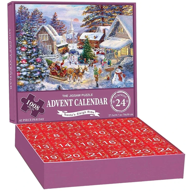 24 Numbered Boxes Christmas Countdown Puzzle Christmas Advent Calendar Gift Box for Kids Adults Family 3