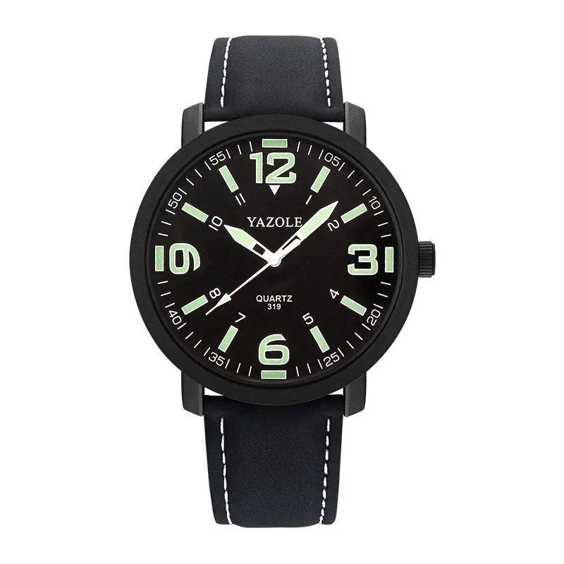 Luminous Analog Quartz Men's Watch with Leather Strap - YAZOLE Fashion Collection