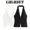 2025 Summer Women’s Sleeveless Zip Front Vest | Lapel Waistcoat for Office Casual Outing | Black/White Daily Versatile