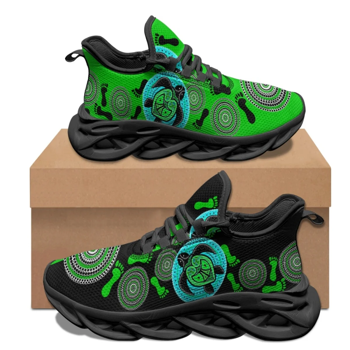 Australia Aboriginal Turtle Designer Casual Flats Shoes Indigenous Art Women's Lace-Up Sneakers Vintage Style Running Shoes Gift